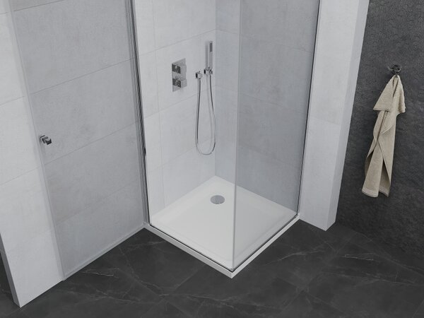 Mexen Pretoria sprchovací kút 70 x 70 cm, priehľadná, chróm + plochá sprchová vanička, 852-070-070-01-00-4010