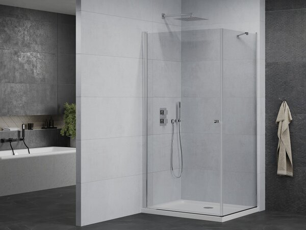 Mexen Pretoria sprchovací kút 100 x 70 cm, priehľadný, chróm + plochá sprchová vanička-852-100-070-01-00-4010