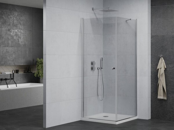 Mexen Pretoria sprchovací kút 70 x 70 cm, priehľadná, chróm + plochá sprchová vanička, 852-070-070-01-00-4010