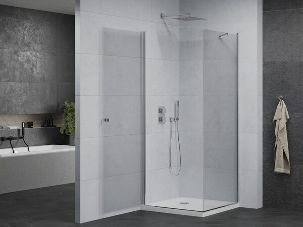 Mexen Pretoria sprchovací kút 70 x 70 cm, priehľadná, chróm + plochá sprchová vanička, 852-070-070-01-00-4010