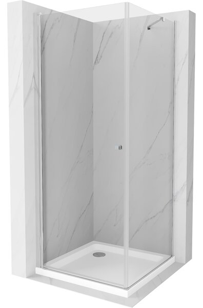 Mexen Pretoria sprchovací kút 70 x 70 cm, priehľadná, chróm + plochá sprchová vanička, 852-070-070-01-00-4010