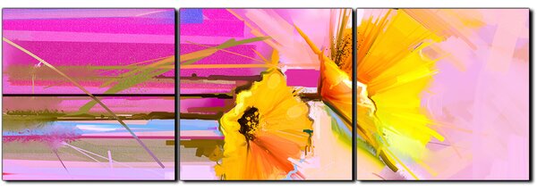 Obraz na plátne - Abstraktná maľba, jarné kvety reprodukcia - panoráma 5269B (90x30 cm)