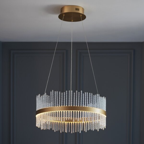 Endon 107671 - LED Stm. luster na lanku ADRIEL LED/41W/230V 3000K zlatá/číra