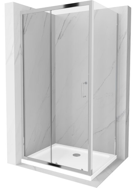 Mexen Apia sprchová kabína posuvná 90 x 70 cm, transparentná, chróm + vanička Flat - 840-090-070-01-00-4010