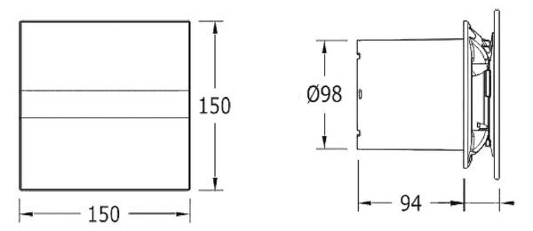 Cata Cata, E-100 GBTH kúpeľňový ventilátor axiálny s automatom,4W/8W,potrubie 100mm, čierna, 00900602
