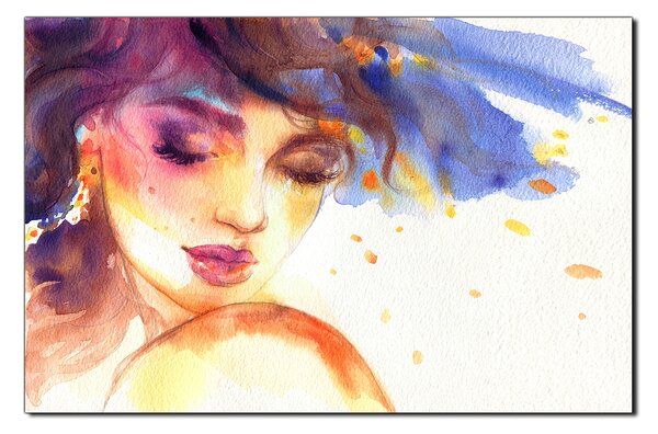 Obraz na plátne - Ženský portrét akvarel reprodukcia 1278A (60x40 cm)