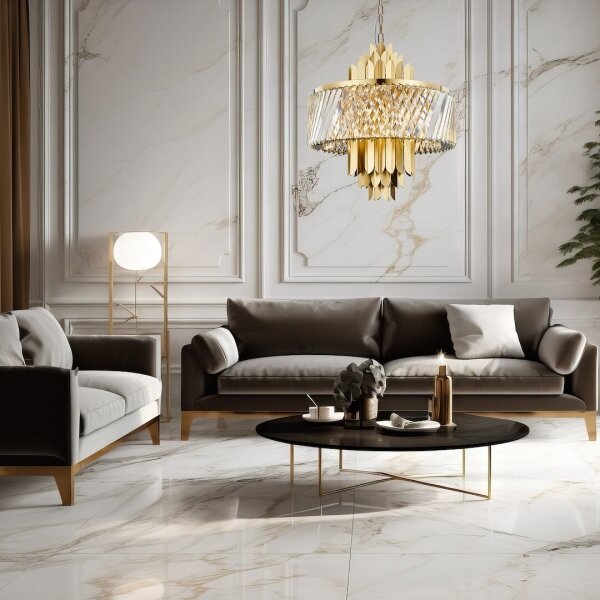 Luster na reťazi MARGOT 9xE14/40W/230V pr. 55 cm zlatá