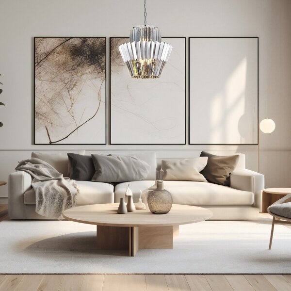 Luster na reťazi DONNA 9xE14/40W/230V pr. 45 cm matný chróm