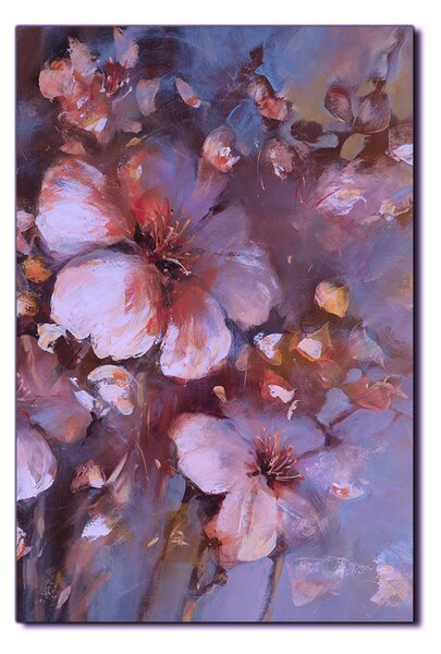Obraz na plátne - Kvet mandlí, reprodukcia ručnej maľby - obdĺžnik 7273FA (90x60 cm )