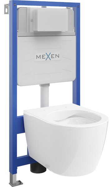 Mexen podomietková WC sada rám Fenix Slim s WC miskou Carmen, biely lesk - 6103388XX00