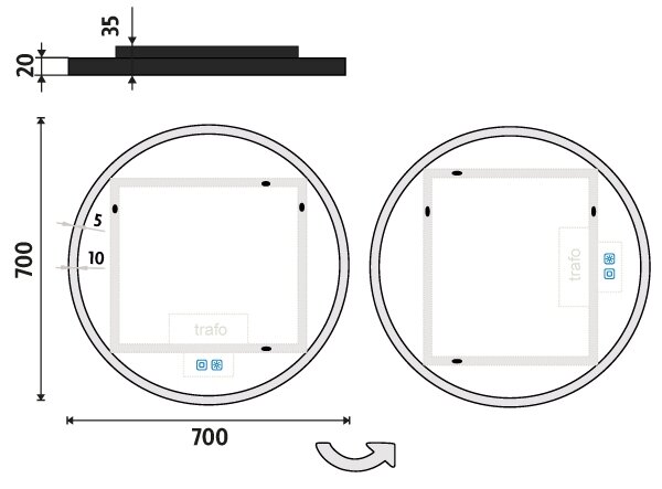 NIMCO ZPC 28001RVX-90 - LED kúpeľňové zrkadlo 3000-6500K pr. 70 cm IP44