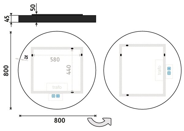 NIMCO ZPC 31002RVX-90 - LED kúpeľňové podsvietené zrkadlo 3000-6500K 80 cm IP44