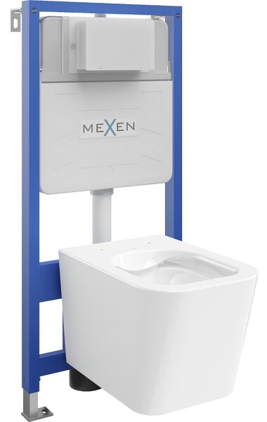 Mexen Podomietkový WC set rám Fenix Slim s WC misou Teo, biely lesk - 6103385XX00