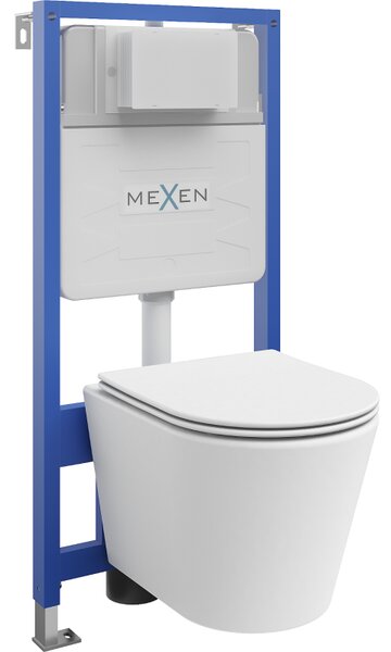 Mexen podomietková WC sada rám Fenix Slim s WC mísou Rico a pomaly padajúcim sedadlom, biely mat - 61030724001