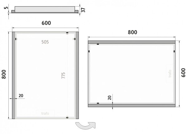 NIMCO ZP 11002 - LED kúpeľňové zrkadlo s podsvietením, 6500 K, 80x60 cm, IP44
