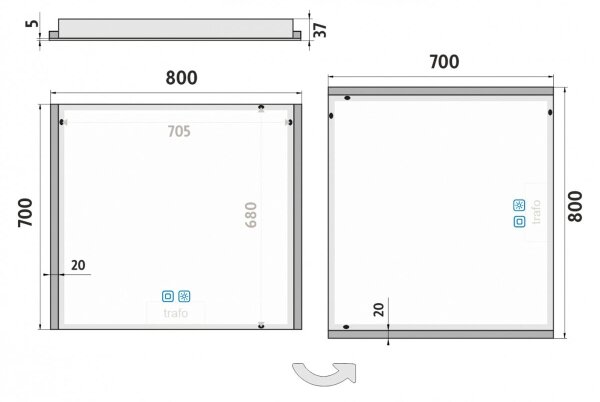 NIMCO ZP 11003VX - LED podsvietené kúpeľňové zrkadlo 3000-6500K 70x80 cm IP44