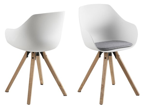 Dizajnová jedálenská stolička Alphonse, biela / prírodná