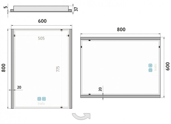 NIMCO ZP 11002VX - LED kúpeľňové podsvietené zrkadlo 3000-6500K 80x60 cm IP44