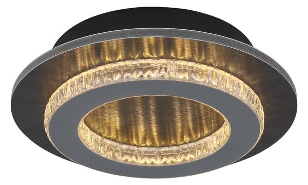 GLOBO 48042-12A JAYDEN stropné svietidlo D200mm LED 12W 1400/470lm 3000+4000+6500K čierna, krištáľový efekt