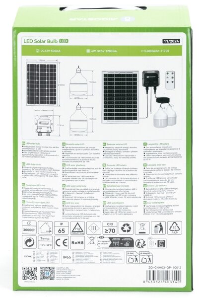 Aigostar - LED Solárny luster 2xLED/35W/12V 6000 mAh 6500K pr. 10 cm