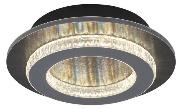 GLOBO 48042-12A JAYDEN stropné svietidlo D200mm LED 12W 1400/470lm 3000+4000+6500K čierna, krištáľový efekt