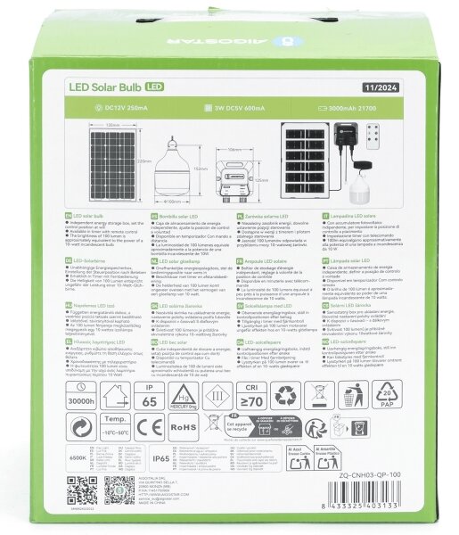 Aigostar - LED Solárny luster LED/35W/12V 3000 mAh 6500K pr. 10 cm