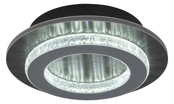 GLOBO 48042-12A JAYDEN stropné svietidlo D200mm LED 12W 1400/470lm 3000+4000+6500K čierna, krištáľový efekt