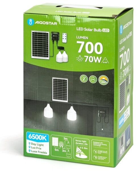 Aigostar - LED Solárny luster so senzorom 2xLED/35W/12V 6000 mAh 6500K pr. 10 cm