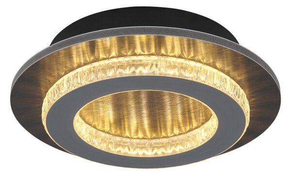 GLOBO 48042-12A JAYDEN stropné svietidlo D200mm LED 12W 1400/470lm 3000+4000+6500K čierna, krištáľový efekt