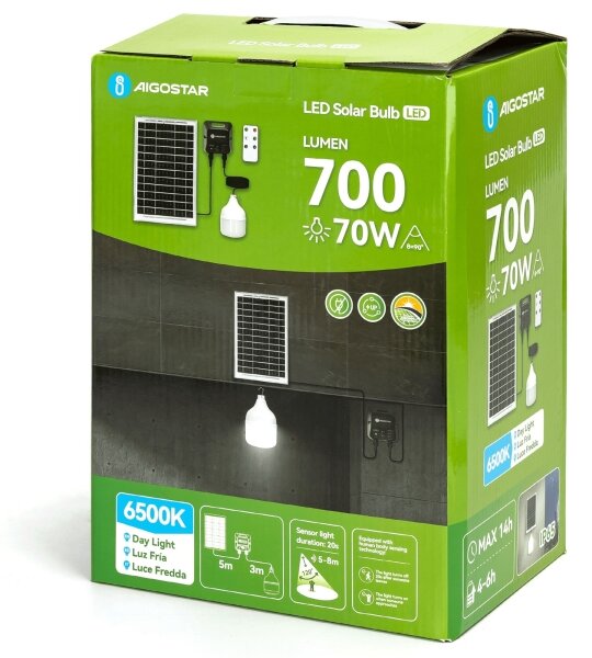Aigostar - LED Solárny luster so senzorom LED/70W/12V 6000 mAh 6500K pr. 12 cm
