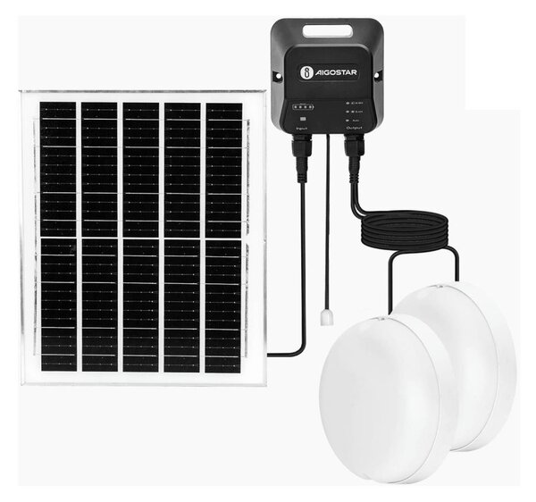 Aigostar - LED Solárne svietidlo 2xLED/70W/12V 12000 mAh 6500K pr. 20,5 cm