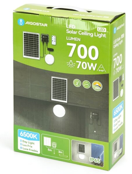 Aigostar - LED Solárne svietidlo LED/70W/12V 6000 mAh 6500K pr. 20,5 cm