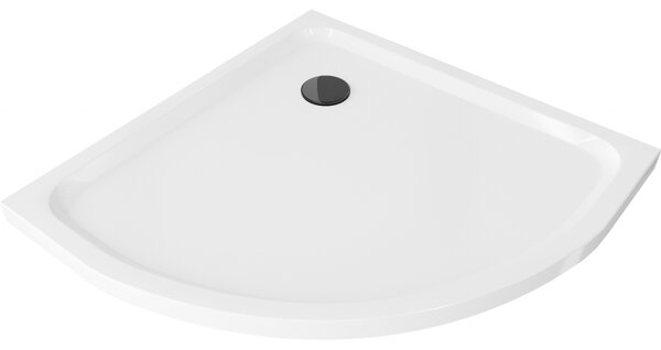 Mexen Flat polkruhová sprchová vanička slim 80 x 80 cm, biela, sifón čierny - 41108080B