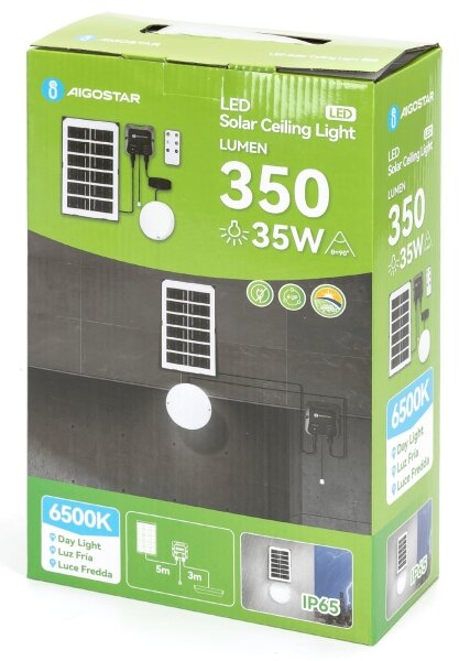 Aigostar - LED solárne svietidlo LED/35W/12V 3000 mAh 6500K priemer 16,8 cm