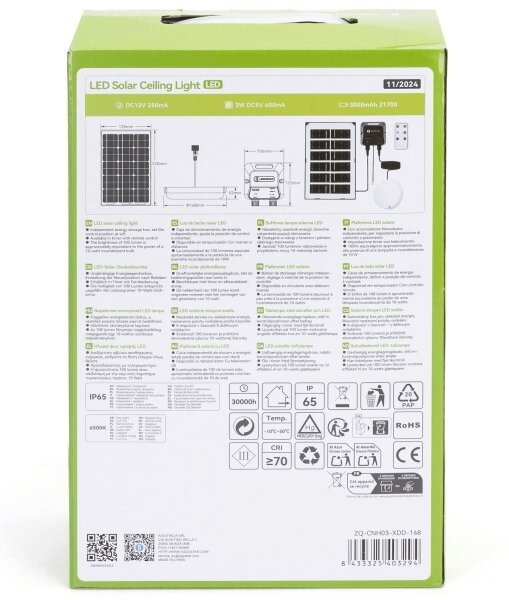Aigostar - LED solárne svietidlo LED/35W/12V 3000 mAh 6500K priemer 16,8 cm