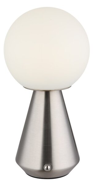 GLOBO 21029N SORA dotyková stolná lampička V235mm LED 1,5W 160/140lm 3000+4500+6500K IP41 nikel, opálová, USB Cable incl