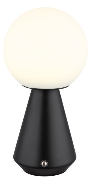 GLOBO 21029S SORA dotyková stolná lampička V235mm LED 1,5W 160/140lm 3000+4500+6500K IP41 čierna, opálová, USB Cable incl