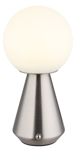 GLOBO 21029N SORA dotyková stolná lampička V235mm LED 1,5W 160/140lm 3000+4500+6500K IP41 nikel, opálová, USB Cable incl