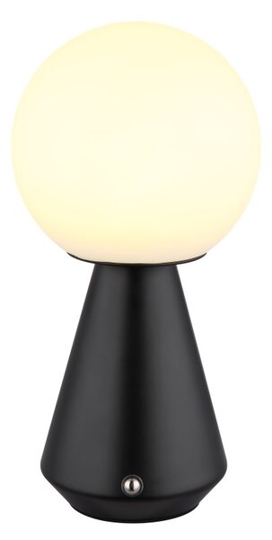 GLOBO 21029S SORA dotyková stolná lampička V235mm LED 1,5W 160/140lm 3000+4500+6500K IP41 čierna, opálová, USB Cable incl