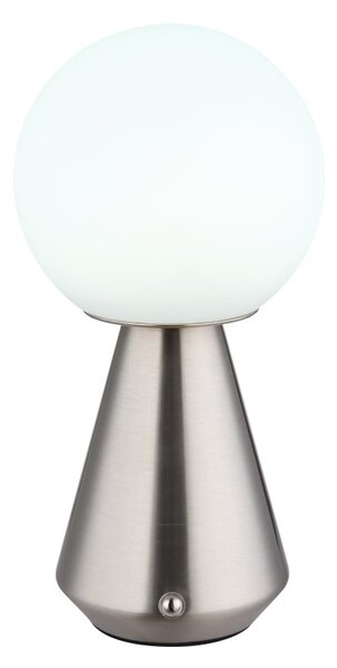 GLOBO 21029N SORA dotyková stolná lampička V235mm LED 1,5W 160/140lm 3000+4500+6500K IP41 nikel, opálová, USB Cable incl