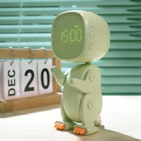 LED Stmievateľná detská nočná lampička s budíkom ROBOT LED/1W/5V 1200 mAh
