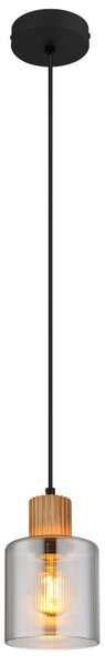 GLOBO 15768 ALEIDIS závesné svietidlo D120mm 1xE27 čierna, drevo, dymová