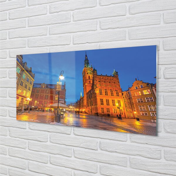 Obraz na akrylátovom skle Gdańsk staré mesto v noci kostol 100x50 cm 2 Prívesky