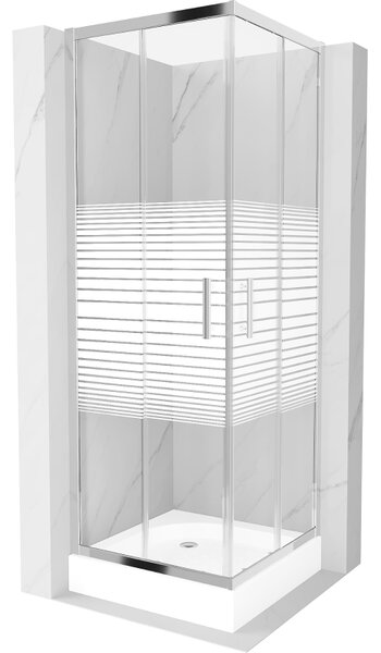 Mexen Rio štvorcová sprchová kabína 70 x 70 cm, pruhy, chrómová + závesný bidet Rio, biela- 860-070-070-01-20-4510