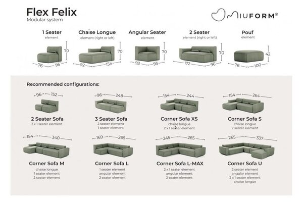 Béžový modul pohovky (ľavý roh) Flex Felix – Miuform