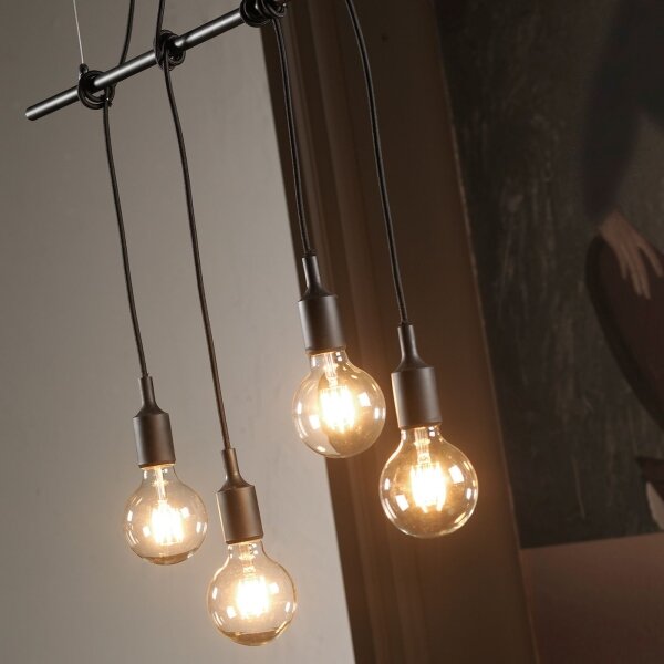 ONLI - Luster na lanku WIRE 4xE27/15W/230V čierna