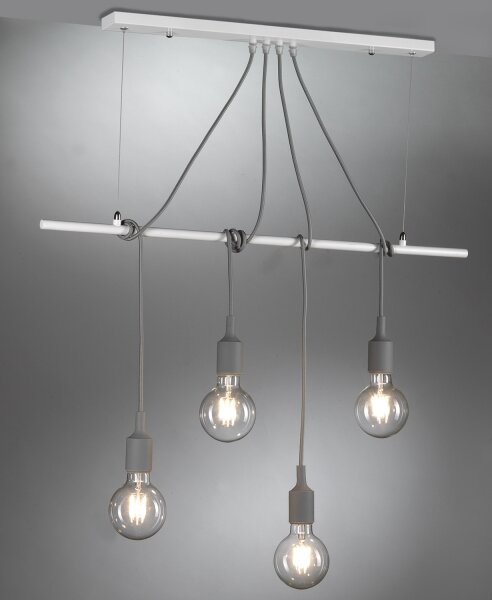 ONLI - Luster na lanku WIRE 4xE27/15W/230V šedá/biela