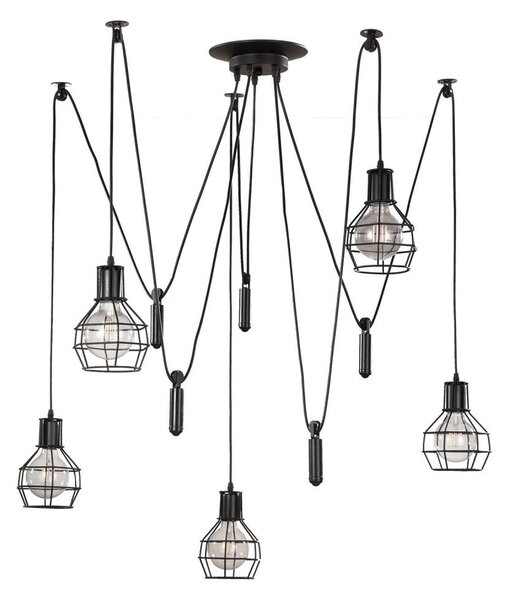 ONLI - Luster na lanku SPIDER 5xE27/15W/230V pavúk čierna