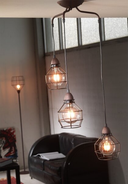 ONLI - Luster na lanku SPIDER 3xE27/15W/230V čierna/hnedá
