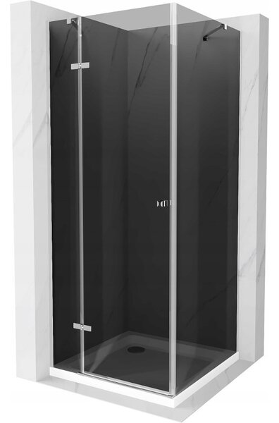 Mexen Roma sprchová kabína, kyvné dvere 70 x 70 cm, grafitová čierna, chrómová + závesný bidet Flat, biela